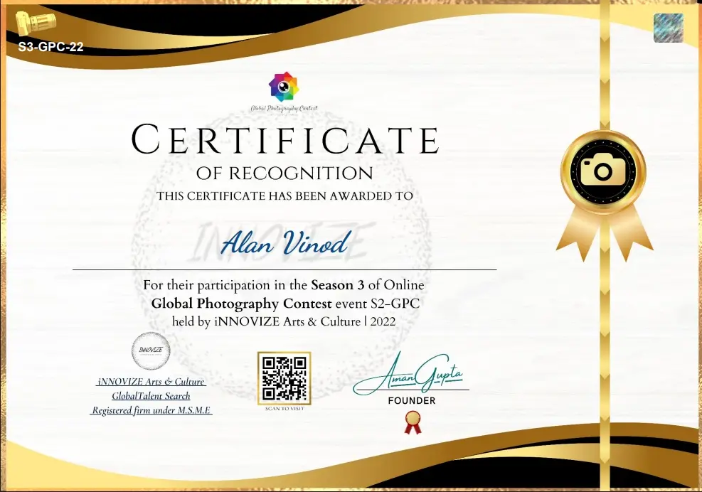 Certificate of best Freelance Digital Marketing Strategist in Kochi, Kerala