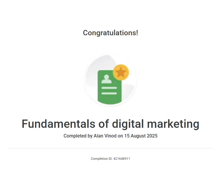 Fundamentals o digital marketing certificate